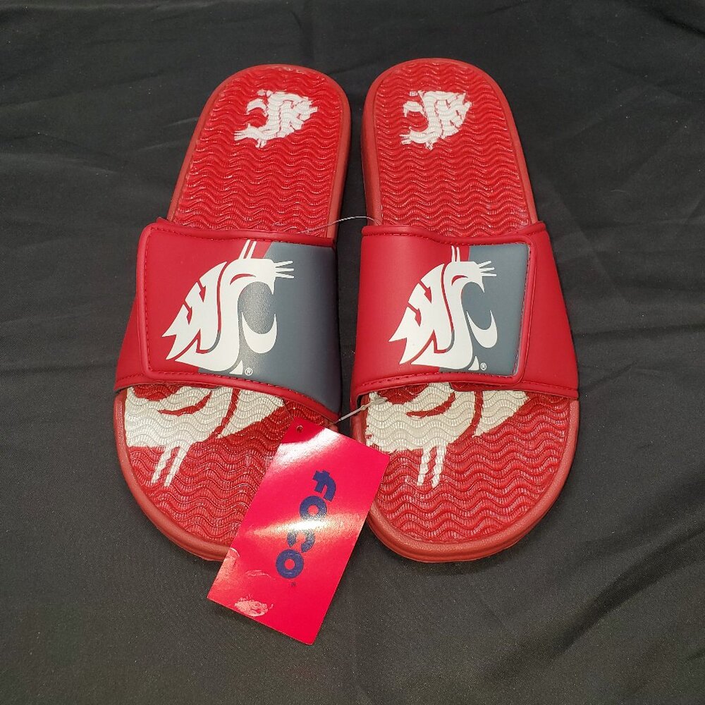 BNWT Washington State Cougars Colorblock Big Logo Gel Slide-Sz  Large11/12